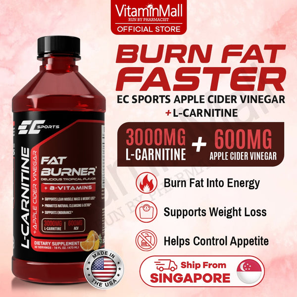 EC Sports Liquid L Carnitine + Apple Cider Vinegar - 473ml