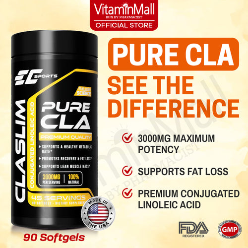 EC Sports CLASLIM - CLA Weight Loss Fat Burner Supplement - 90 Softgels